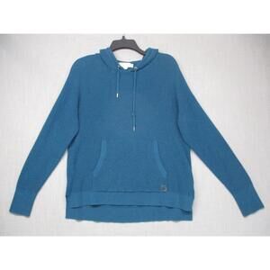 Michael Kors Blue Cozy Casual Hooded waffle knit Pullover Unisex Size M